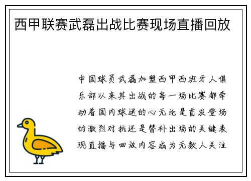 西甲联赛武磊出战比赛现场直播回放